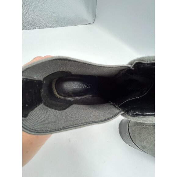 Nine West Womens Grey Faux Suede Chelsea Ankle Boots Lug Soles Size 6M - Picture 8 of 11